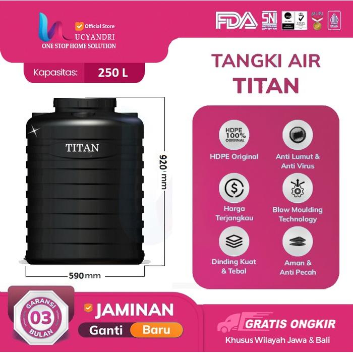 Gambar Tangki Air TITAN TBL 250 Vol. 250 L Tidak Berbau & Higienis - Hitam dari Lucyandri Official undefined Tokopedia