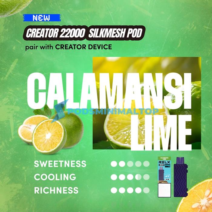 Gambar RELX Creator Refillable Disposable 22000 puff / ALTERNATIF RELX INFINITY PRO 2 RELX ESSENTIAL (BATTERY PLUS CATRIDGE PACKAGE AVAILABLE) - CalamLime 22K dari Podsminimaltop undefined Tokopedia