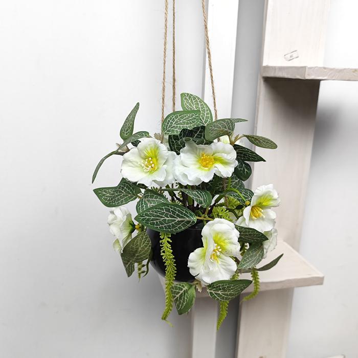Gambar Hanging Pot Bunga Plastik Mini Dekorasi Indoor Outdoor Artificial Ornamen - Putih dari UNICO.indonesia undefined Tokopedia