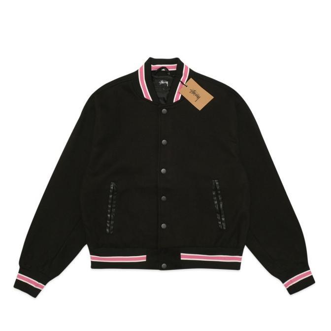 週末値引中　激レア　Stussy スタジャン ブラック/ホワイト にっこり stussy スタジャン STUSSY ワールドツアー25周年 スタジャン