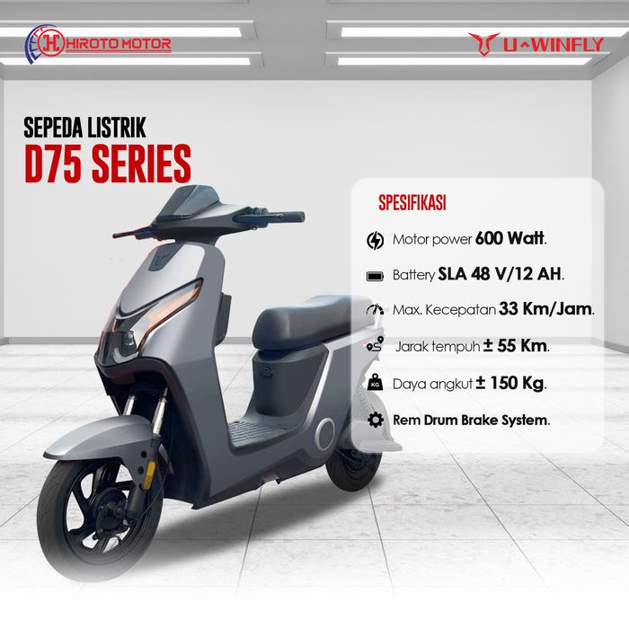 Gambar Sepeda Listrik Tipe D 75 uwinfly dari Hirotomotor.Uwinfly undefined Tokopedia
