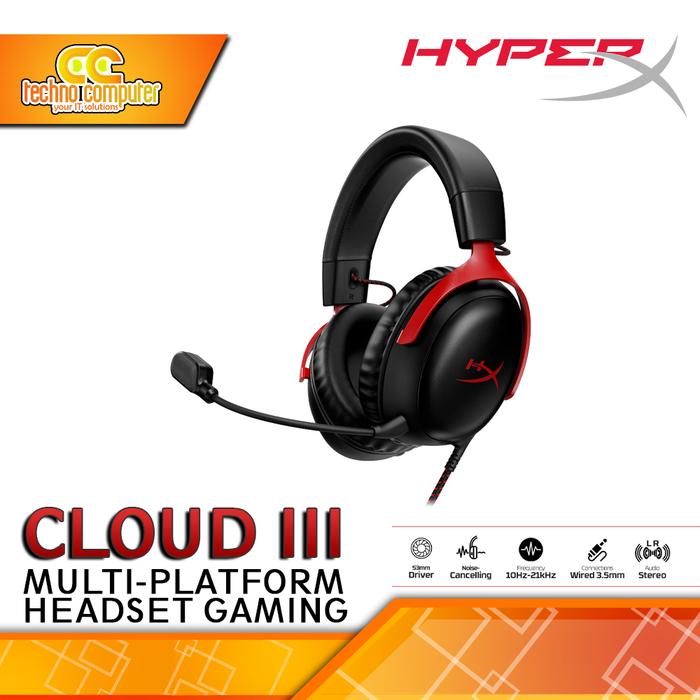 Gambar HEADSET HyperX Cloud III - Gaming Headset - Black/Red dari Techno Computer Bali undefined Tokopedia