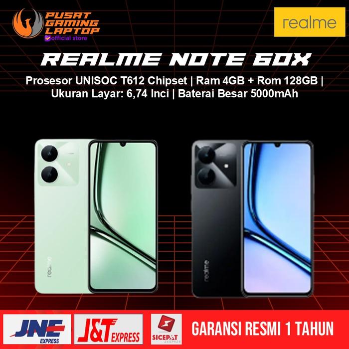 Gambar Realme Note 60x 4Gb 64Gb/128Gb Marble Black/ Wilderness Green - NON PAKET, 4GB/64GB dari PUSAT GAMING LAPTOP undefined Tokopedia