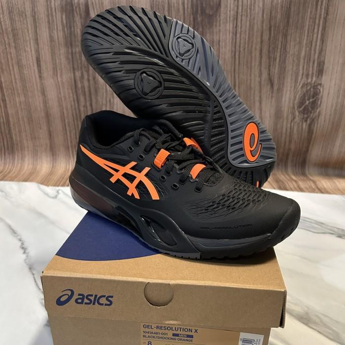 Jual Sepatu Tenis Gel Resolution X Black Shocking Orange/Tennis