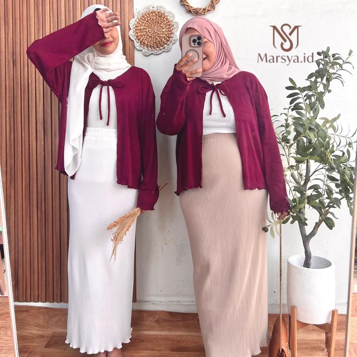 Gambar MARSYA cardigan tali jumbo XL-XXL/Cardi Outer Bigsize/ Top Korean Oversize - CT Maroon, 3XL dari Caramel Outfit undefined Tokopedia