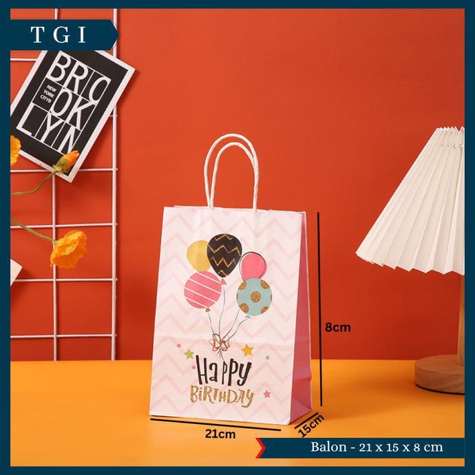 Gambar || STOK READY! || TGI - PAPER BAG ULANG TAHUN GOODIE BAG HAPPY BIRTHDAY TAS KERTAS KADO - Balon 21x15x8 dari Hero Store23 undefined Tokopedia