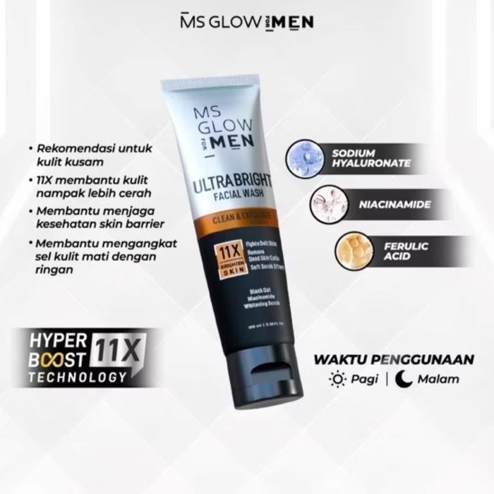 Gambar Ms Glow For Men Pembersih Wajah 100 ml All Varian Ultra Bright Hydra Boost Acnotion Face Wash - Ultra Bright dari Shopmenstyle undefined Tokopedia