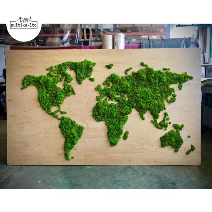 Gambar wooden world map - 3d world map - world map - peta dunia - moss dari puitikaltd undefined Tokopedia