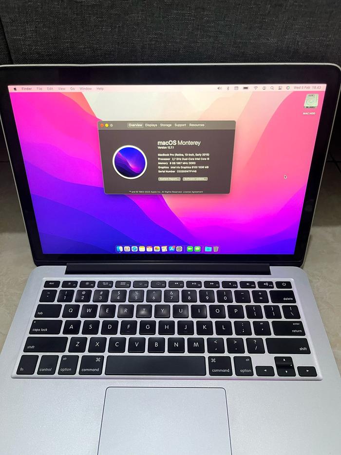 Macbook Pro Retina 2015 13 Inch Core I5 Ram 8gb 256gb