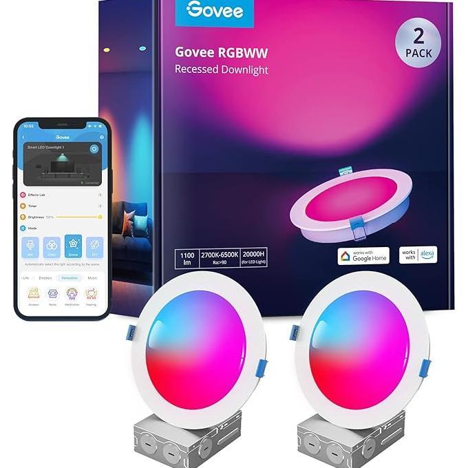 Google Assistant Led Jual Govee Smart Recessed Lighting 6 Inch WiFi Bluetooth Direct Connect ...
