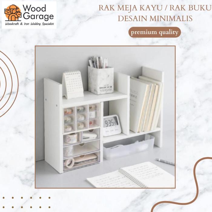 Gambar Rak meja kayu / rak buku serbaguna desain minimalis - natural clear dari Official Aich undefined Tokopedia