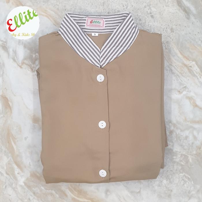 Gambar Baju Seragam Suster Tangan Panjang + Celana Panjang - Cokelat, S dari Ellite Baby & Kid Shop undefined Tokopedia
