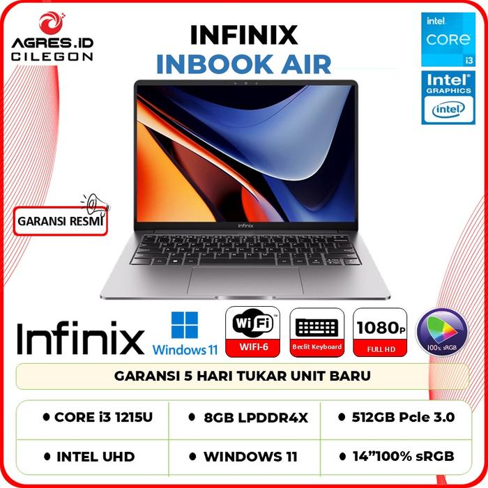 Gambar Infinix INBook Air XL442 14 Intel Core i3-1215U 8GB 512GB W11+OFFICE PERMANEN 14.0WUXGA IPS 100SRGB - Tanpa Paket, Gray dari Agres ID Cilegon undefined Tokopedia