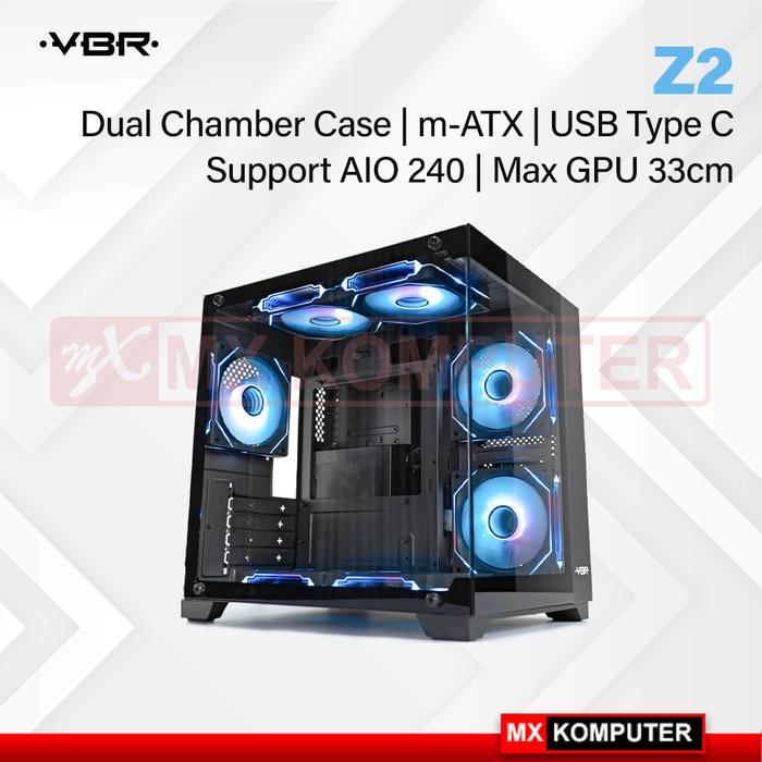 Gambar Casing VBR Z2 M-ATX USB Type C Tempered Glass Gaming Case - Hitam dari MXKomputer_NEW undefined Tokopedia
