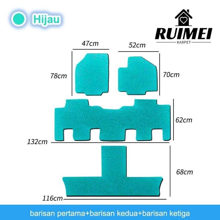 Gambar [DISKON] RUIMEI KARPET MOBIL CUSTOM WULING CORTEZ 1.5 TURBO [CAPTAIN SEAT] 2019-2024 (3 BARIS DAN 3BARIS+BAGASI) - Hijau 3 Baris dari Irgiyanto Store id undefined Tokopedia