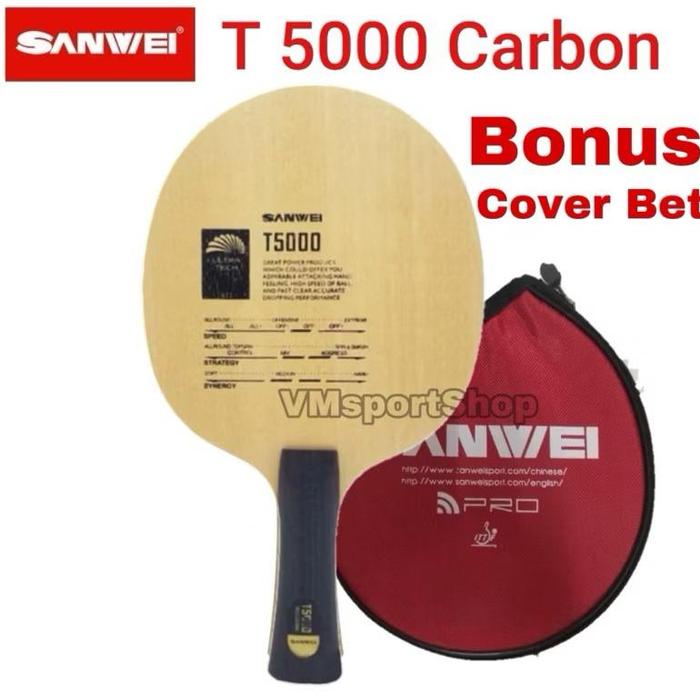 Gambar Sanwei T5000 Carbon - Kayu Blade Bet Pingpong T 5000 - Bonus Cover dari reyky store undefined Tokopedia