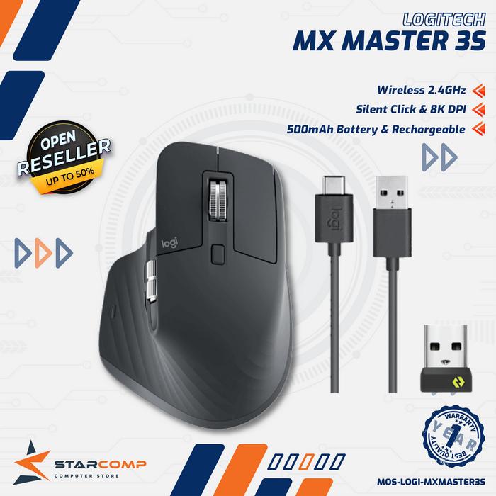 Gambar Logitech MX Master 3S Wireless Bluetooth Silent Click Mouse - Graphite dari Starcomp Semarang undefined Tokopedia
