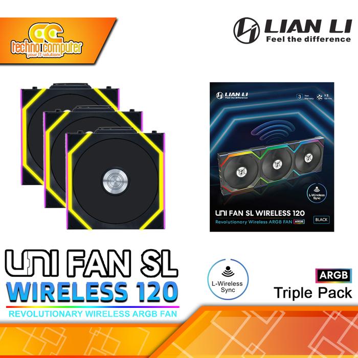 Gambar FAN CASING LIAN LI UNI FAN SL 120 Wireless - 120mm Triple Pack ARGB Fan - Hitam dari Techno Computer Bali undefined Tokopedia
