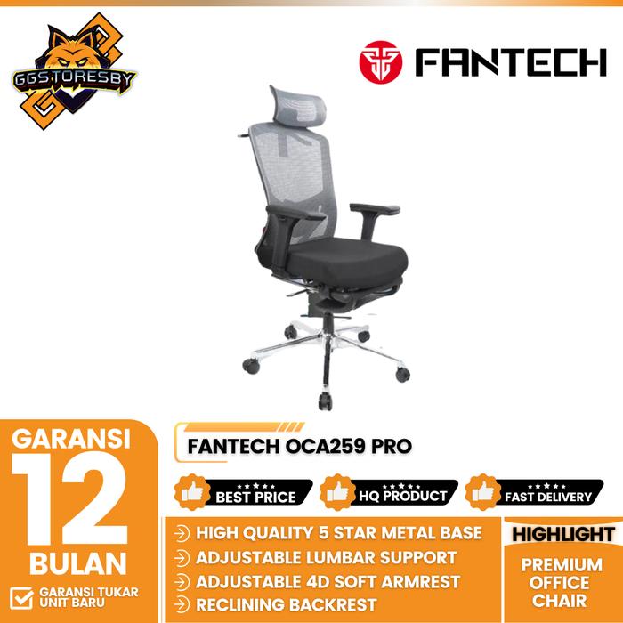 Gambar FANTECH OCA259 PRO PREMIUM OFFICE CHAIR - GREY dari GGSTORESBY undefined Tokopedia