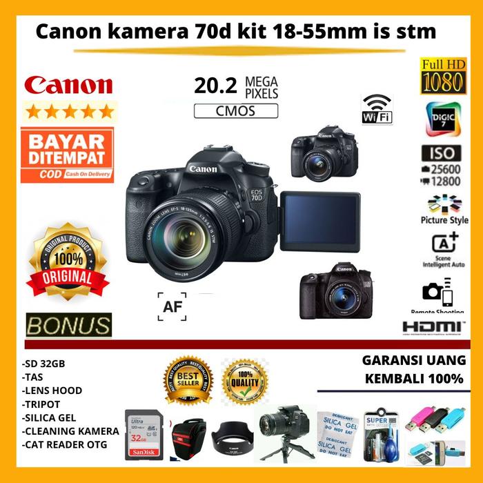 Gambar CANON EOS 70D KIT 18-55MM IS STM (FREE ACCESORIES KAMERA) - 70D KIT 18-55 dari World Elektronik Kamera_NEW undefined Tokopedia