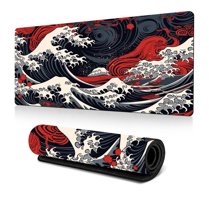 Gambar Mousepad Gaming Besar Unitech 90x40cm Desk Mat Anti Slip Gaming Mouse Pad - Ombak Merah dari Unitech Shop_NEW undefined Tokopedia