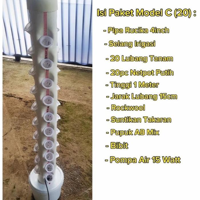 Gambar Terlariss !!! Paket Set Pipa Hidroponik Vertikal Vertikultur 34 Lubang Tanam (Model C) Garansi 1 Tahun - Model C (20) dari JANAKA ID undefined Tokopedia