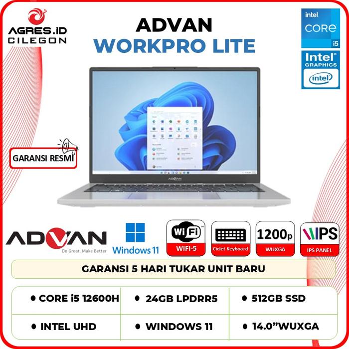 Gambar Advan Workpro Lite Intel Core i5 12600H 14"Inch Wuxga Windows 11 - Tanpa Paket dari Agres ID Cilegon undefined Tokopedia