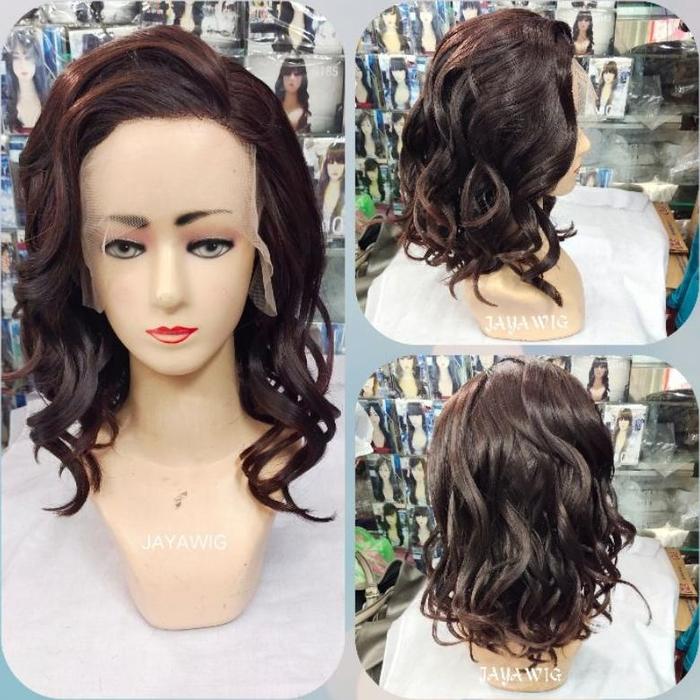 Gambar Wig Keriting Panjang Sebahu Tanpa Poni Rambut Palsu Curly Pendek - LW RVK Brown dari Badcha Room undefined 2 Tokopedia
