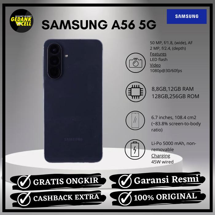 Gambar SAMSUNG GALAXY A56 5G NEW GARANSI RESMI - 8+8/256 dari GedankCell undefined Tokopedia