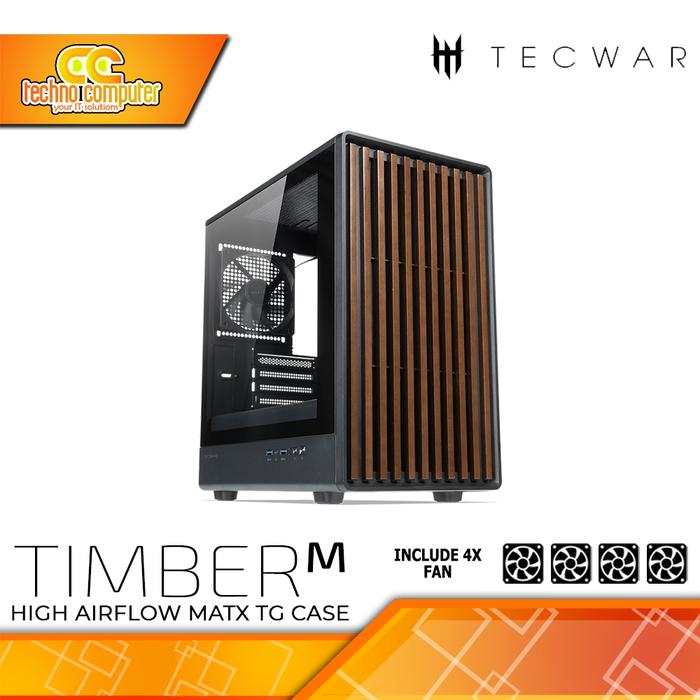 Gambar CASING TECWARE TIMBER M TG - Mid Tower mATX Case Tempered Glass (Free 4x Fan) - Hitam dari Techno Computer Bali undefined Tokopedia