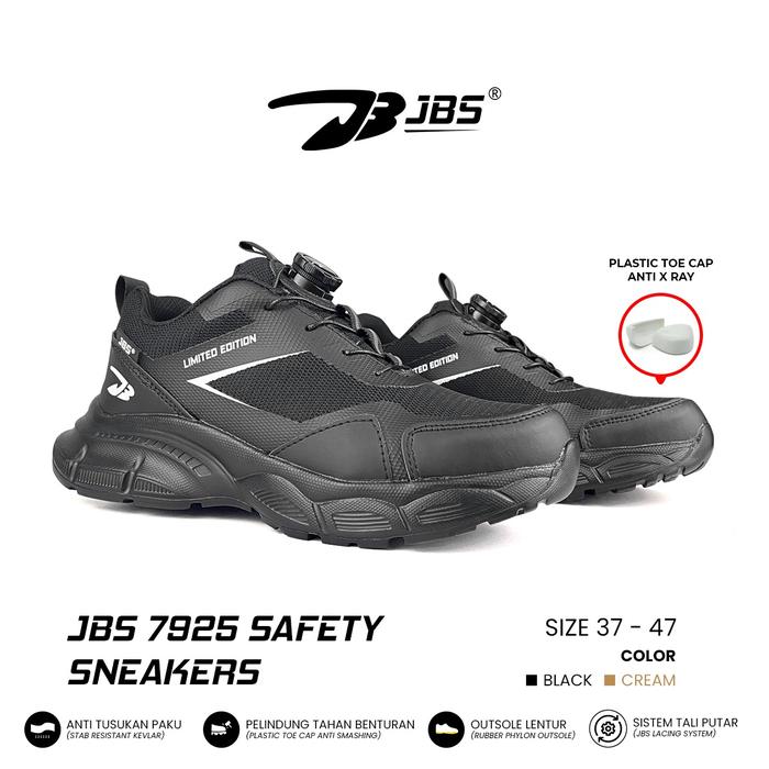 Gambar Sepatu Safety Sneakers JBS 7925 Plastic Toe Cap Tali Putar Ringan Anti Tusukan Benda Tajam Anti Metal Detector Bandara - Hitam, 38 dari DELTA 86 undefined Tokopedia