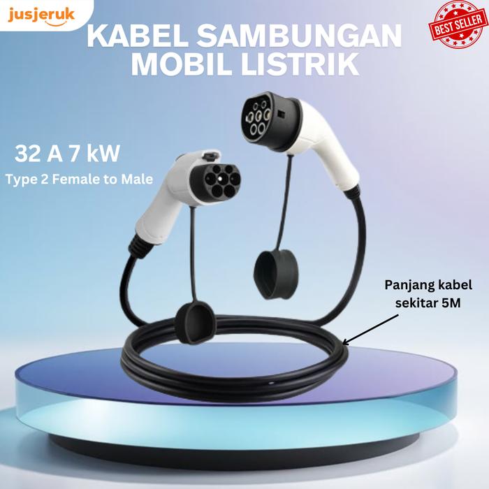 Gambar JFactory Wuling Omoda BYD Neta MG AirEV Binguo Air EV Extension Ekstension Kabel Sambungan Adaptor Charger SPKLU Mobil Listrik Type 2 Female to Male 5M - 32A 7kw dari jusjeruk undefined Tokopedia