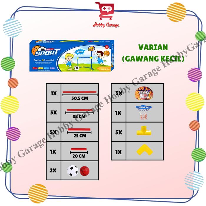 Gambar Mainan Anak Besar Jumbo Olahraga Gawang Sepak Bola Ring Basket 2in1 - Kecil (t=83cm) dari Hobby Garage_NEW undefined Tokopedia
