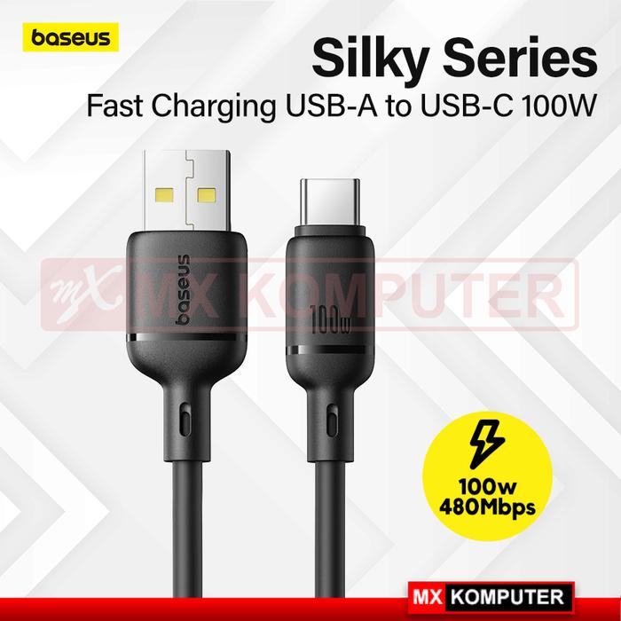 Gambar Kabel Data Baseus USB A to Type-C 100W Silky Series Fast Charging Cable Transfer Data - Hitam dari MXKomputer_NEW undefined Tokopedia