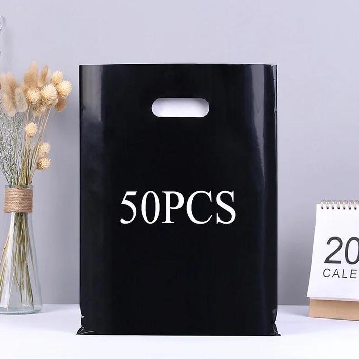 Gambar NEW 50/100PCS CUSTOMIZED PLASTIC BAG FOR GIFT SHOPPING POLY PACK BAG CUSTOM LOGO BUSINESS HANDLE BAGS(PRINTING FEE IS NOT INCLUDED) - Black 50pcs, 35x45cm dari Ones Shopper undefined Tokopedia