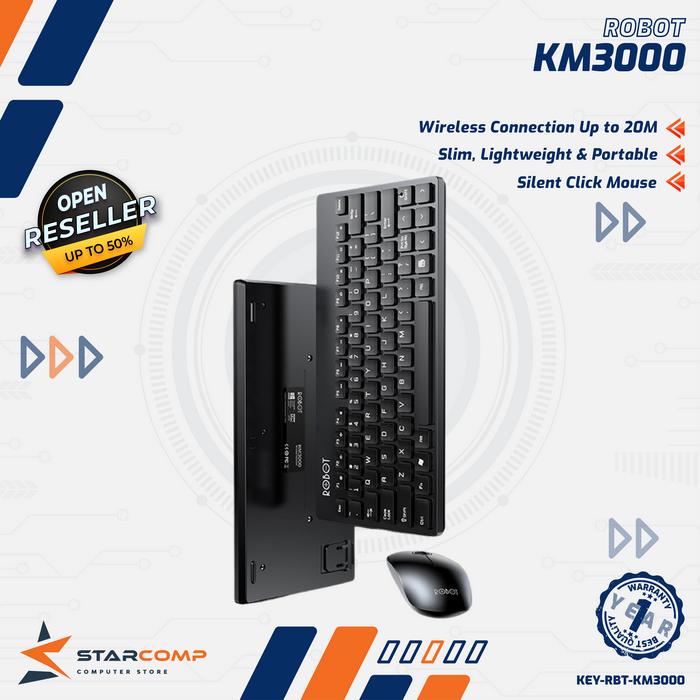 Gambar ROBOT KM3000 Portable Mini Wireless Keyboard and Mouse Combo KM 3000 - Hitam dari Starcomp Semarang undefined Tokopedia