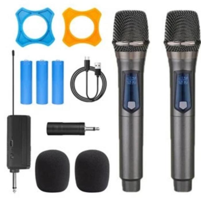 Gambar Microphone Profesional 2 Mic Wireless Wireless Bluetooth Mic Microphone Mikrofon Karaoke Free Garansi 3Tahun Home Mobil With Receiver System Mic Karaoke Genggam Recahrge / Bisa isi Ulang ** - abu-abu 2pcs dari SMART TECH13 undefined Tokopedia