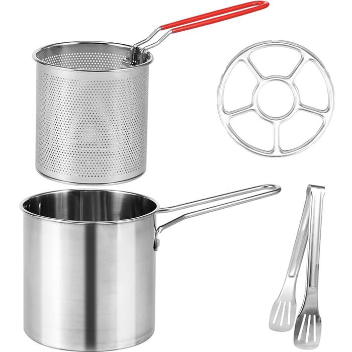 Gambar ARKANATECH PANCI MULTIFUNGSI 4 in 1 Multi Deep Fryer Set Penggorengan Rebus Stainless Steel Saringan Capitan Klip Makanan Wadah Kitchenware - DEEP FRYER 4IN1 dari ARKANATECH undefined Tokopedia