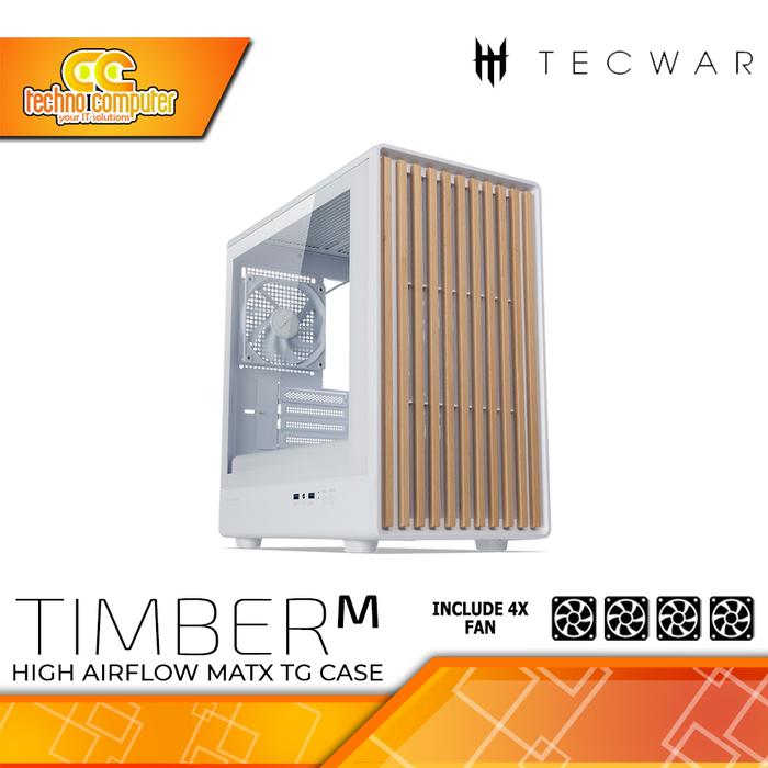 Gambar CASING TECWARE TIMBER M TG - Mid Tower mATX Case Tempered Glass (Free 4x Fan) - Putih dari Techno Computer Bali undefined Tokopedia