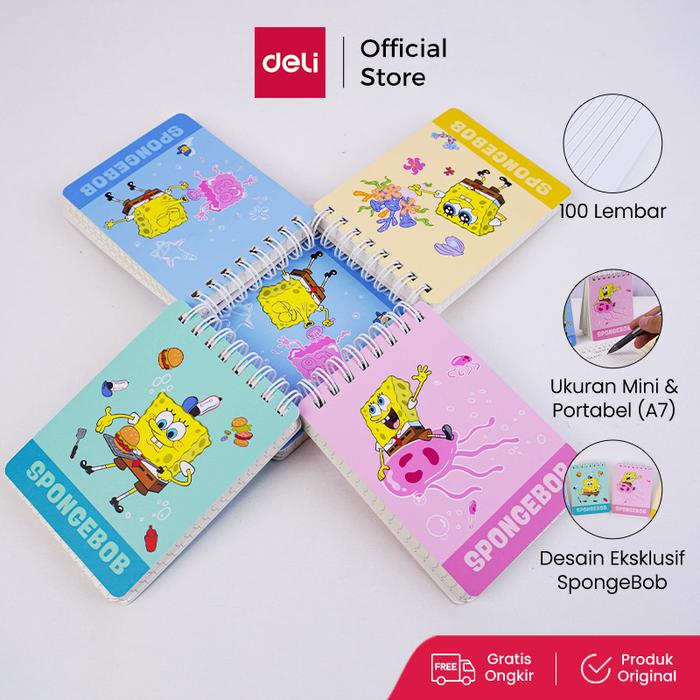 Gambar Deli x Spongebob Buku Catatan / Spiral Notebook A7 100 halaman ELA7100 dari Deli Stationery Indonesia undefined Tokopedia