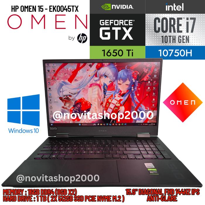 Jual SECOND Laptop HP Omen 15 ek0045TX i7-10750H 1TBGB SSD