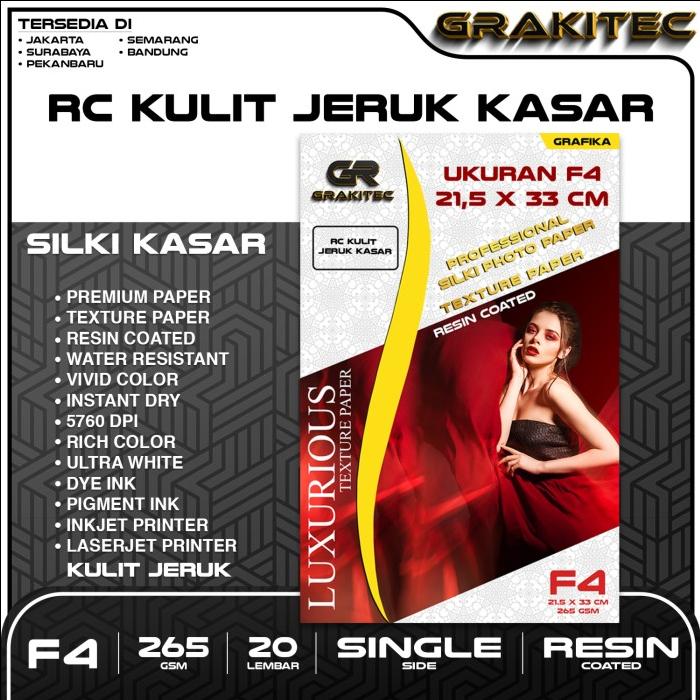 Gambar Grakitec Kertas Foto Silki Texture F4 Professional Silki, Glossy Photo Paper 265 Gsm,Silki Doff Halus, Canvas, Silki Doff Kasar / Luster Resin Coated - F4 Jeruk Kasar, F4 20 Lembar dari Grakitec undefined Tokopedia