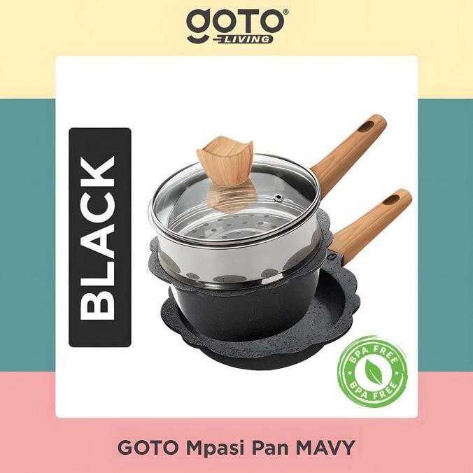 Gambar GOTO MAVY PANCI SET MPASI PAN BAYI PERALATAN COOKWARE WAJAN BABY - BLACK dari tirah sapri5 undefined Tokopedia