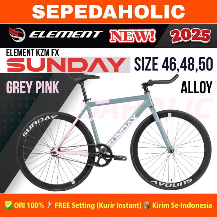 Gambar Sepeda Fixie ELEMENT KZM FX SUNDAY FXG Ukuran 700C Doltrap Alloy Remaja Dewasa - Grey Pink, Size 46 dari Sepedaholic undefined Tokopedia