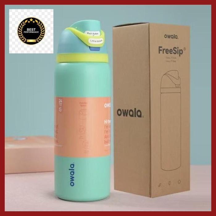 Gambar owala freesip dengan logo owala embos 24oz & 32oz botol owala/owala bottle best quality - neon basil 32oz dari bulleyes shop undefined Tokopedia