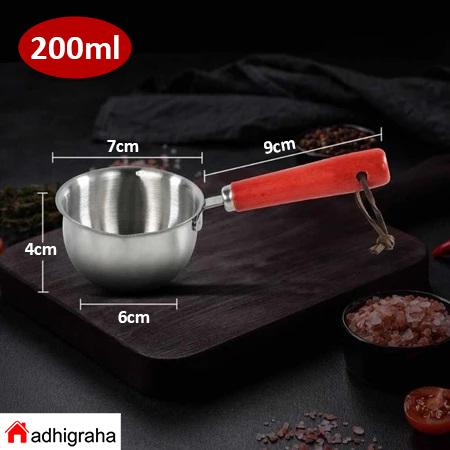 Gambar panci mini stainless 304 gagang kayu 300ml 200ml memanaskan tuang - 200ml dari adhigraha undefined Tokopedia