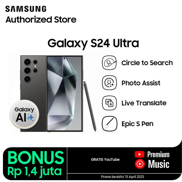 Gambar Samsung Galaxy S24 Ultra 5G 12/256GB - Titanium Black dari Diamond Handphone - Samsung Authorized undefined Tokopedia