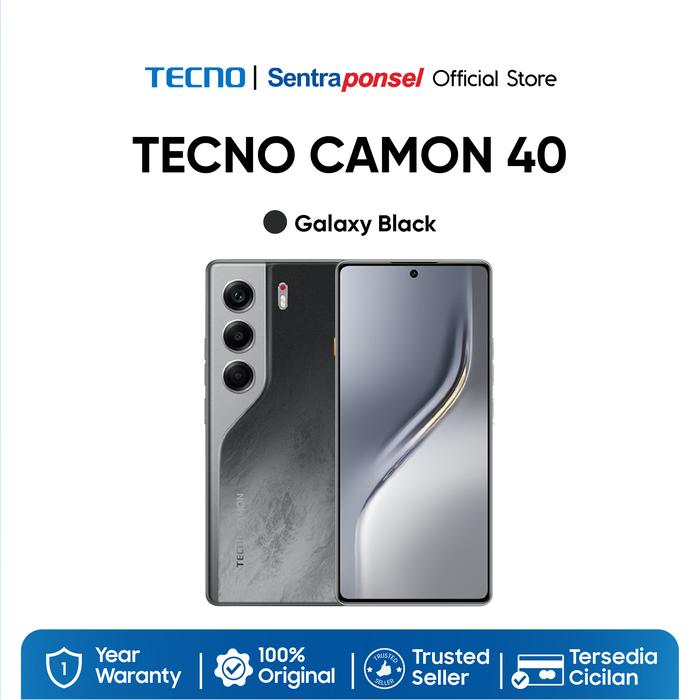 Gambar TECNO CAMON 40 8GB/128GB 8GB/256GB 50MP Sony + 8MP Ultra Wide Camera, 32MP Front Camera, 120hz AMOLED, IP66, 5200mAh, 45W - Garansi Resmi - Galaxy Black , 8GB/128GB dari sentraponselofficial undefined Tokopedia