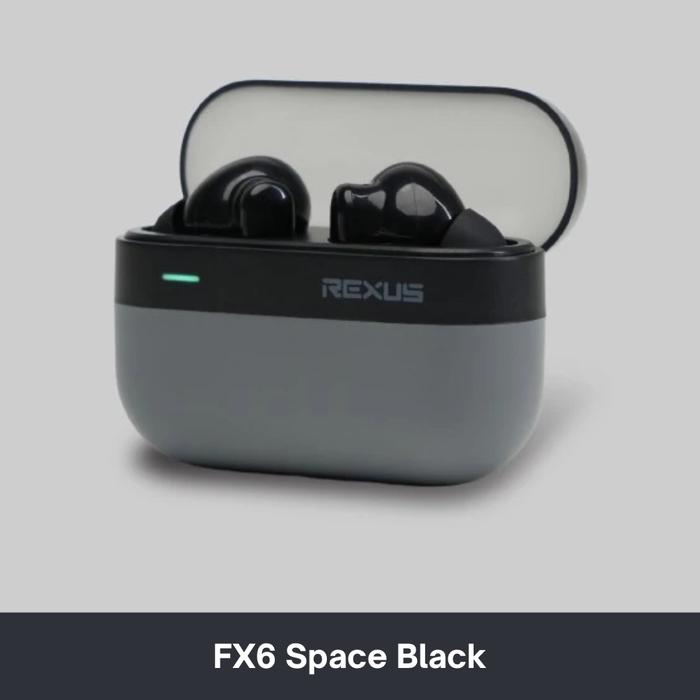 Gambar Rexus FX6 Bluetooth Wireless TWS Earphone True Wireless with ANC Active Noise Cancelling + Touch Control Earbud Pink - Space Black dari Click & Go Tokopedia undefined Tokopedia