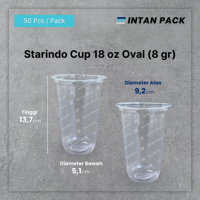 Gambar Gelas Plastik Cup Oval 18 oz Starindo 8 gram ( 50 pcs ) dari intanpack undefined Tokopedia